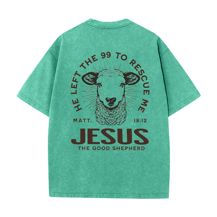 Christianartworkshop "Ha lasciato il 99 per salvarmi" T-shirt unisex lavata - Verde - 5XL - image 16