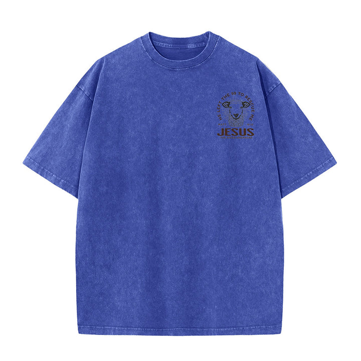 Christianartworkshop "Ha lasciato il 99 per salvarmi" T-shirt unisex lavata - image 3