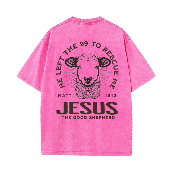 Christianartworkshop "Ha lasciato il 99 per salvarmi" T-shirt unisex lavata - Rosa - 5XL - image 10