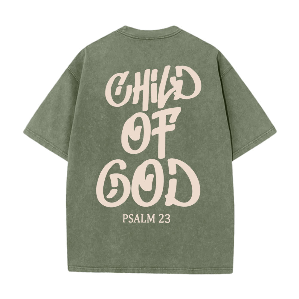 Christianartworkshop Maglietta unisex lavata Chic Spiritual Child of God Salmo 23 - Verde militare - 5XL - image 4