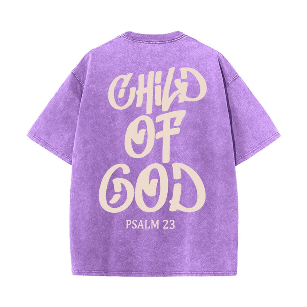 Christianartworkshop Maglietta unisex lavata Chic Spiritual Child of God Salmo 23 - Viola - 5XL - image 8