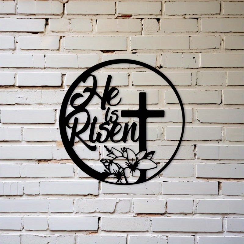 Christianartworkshop Decorazione murale in metallo pasquale "He Is Risen": Resurrezione, speranza negli spazi - image 1