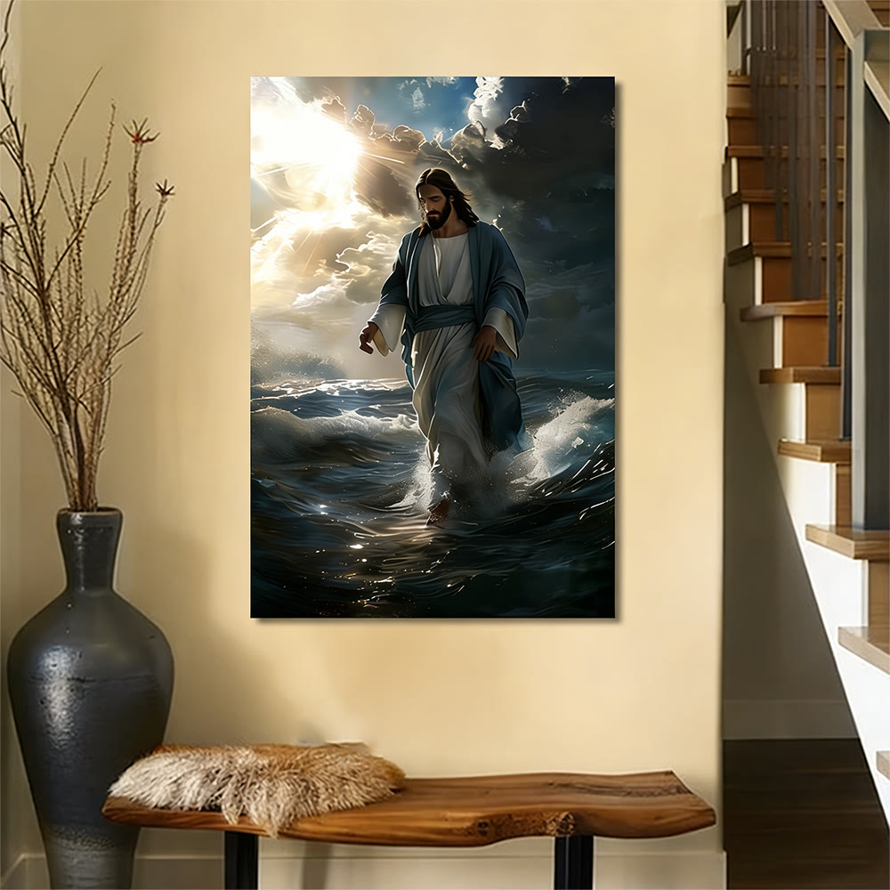 Christianartworkshop Gesù che cammina sull'acqua: stampa artistica da parete con calma divina e sacra sicurezza - image 2