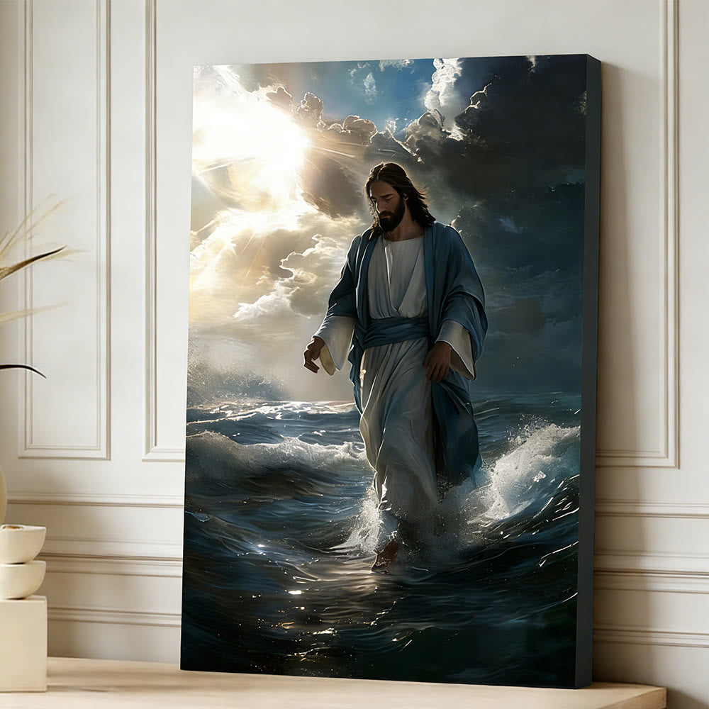 Christianartworkshop Gesù che cammina sull'acqua: stampa artistica da parete con calma divina e sacra sicurezza - image 3