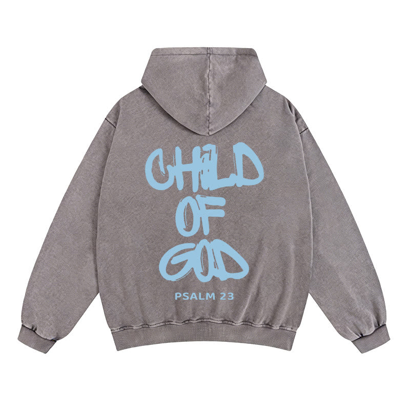Giacca con cappuccio e cerniera Christianartworkshop Child of God: Dichiarazione di conforto del Salmo 23 - Grigio - 2XL - image 0