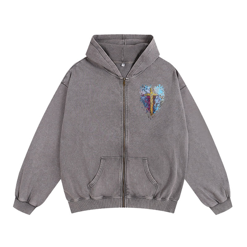 Giacca con cappuccio e cerniera Art Cross Christianartworkshop : promemoria quotidiano di fede e bellezza - Grigio - 2XL - image 2