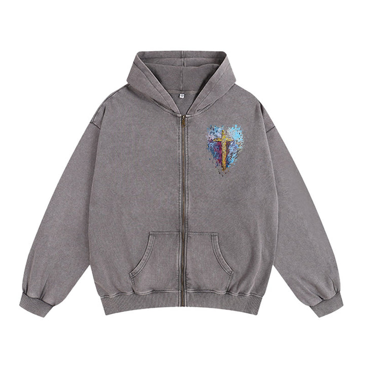 Giacca con cappuccio e cerniera Art Cross Christianartworkshop : promemoria quotidiano di fede e bellezza - Grigio - 2XL - image 2