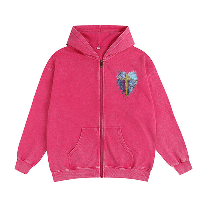 Giacca con cappuccio e cerniera Art Cross Christianartworkshop : promemoria quotidiano di fede e bellezza - Rosa - 2XL - image 0