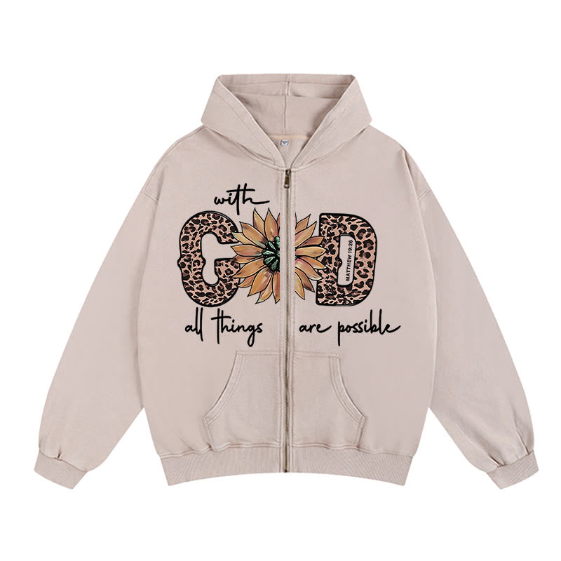 Christianartworkshop - Giacca con cappuccio e zip con grafica a girasole ispirata a Dio: promemoria quotidiano di fede - Albicocca - 2XL - image 0