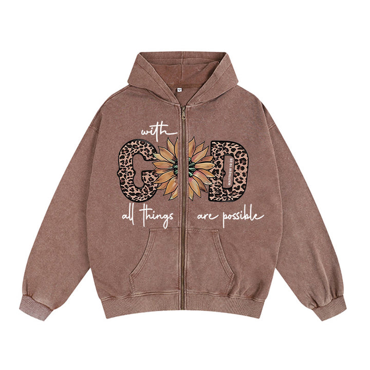 Christianartworkshop - Giacca con cappuccio e zip con grafica a girasole ispirata a Dio: promemoria quotidiano di fede - Caffè - 2XL - image 8