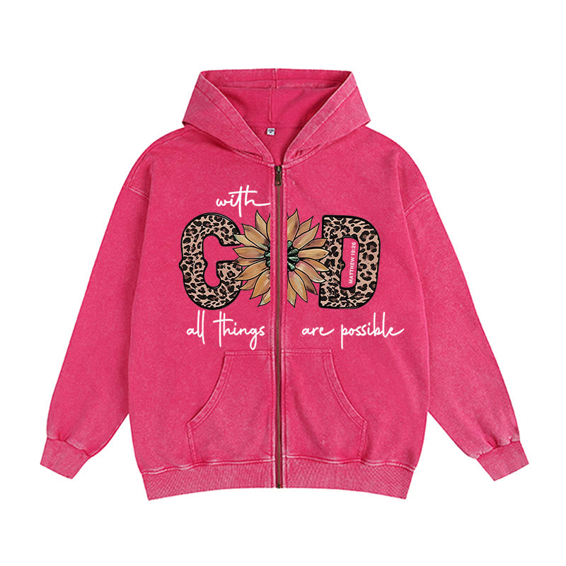 Giacca con cappuccio e cerniera con grafica a girasole ispirata a Dio Christianartworkshop : promemoria di fede quotidiano - Rosa - 2XL - image 10