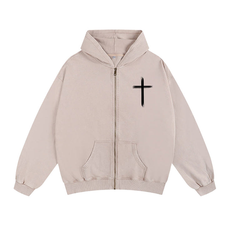 Christianartworkshop Dove & Cross Jesus Saves Zip-Up Hooded Jacket: Comfort spirituale per ogni giorno - image 4