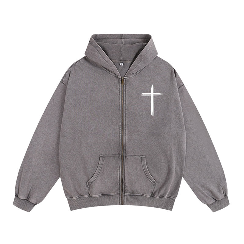 Christianartworkshop Dove & Cross Jesus Saves Zip-Up Hooded Jacket: Comfort spirituale per ogni giorno - image 1