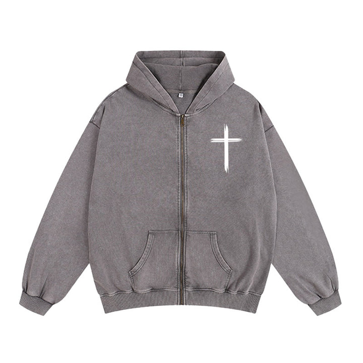 Christianartworkshop Dove & Cross Jesus Saves Zip-Up Hooded Jacket: Comfort spirituale per ogni giorno - image 1