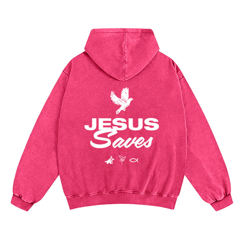 Christianartworkshop Dove & Cross Jesus Saves Zip-Up Hooded Jacket: Comfort spirituale per ogni giorno - Rosa - 2XL - image 14