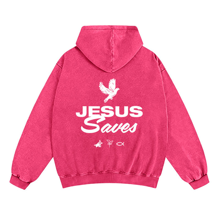 Christianartworkshop Dove & Cross Jesus Saves Giacca con cappuccio e cerniera: conforto spirituale per ogni giorno - Rosa - 2XL - image 14