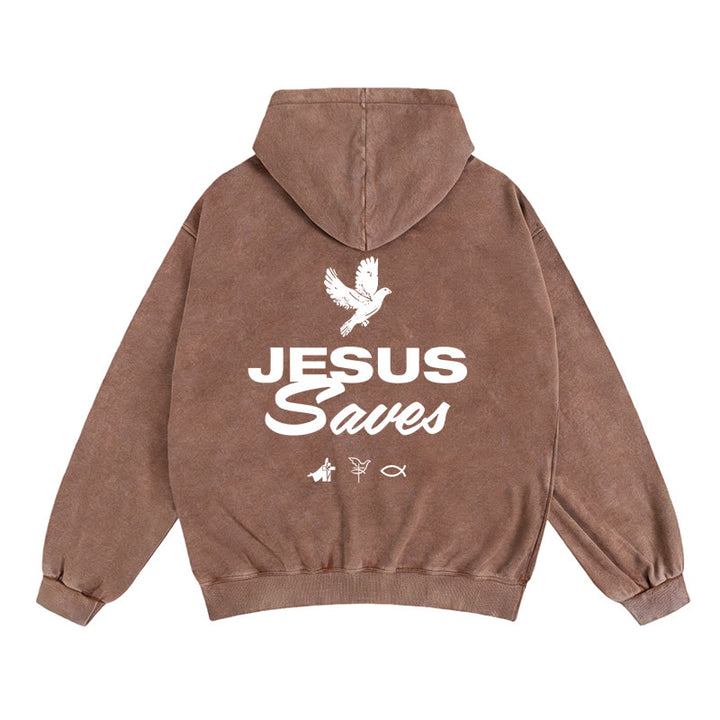 Christianartworkshop Dove & Cross Jesus Saves Zip-Up Hooded Jacket: Comfort spirituale per ogni giorno - Caffè - 2XL - image 11