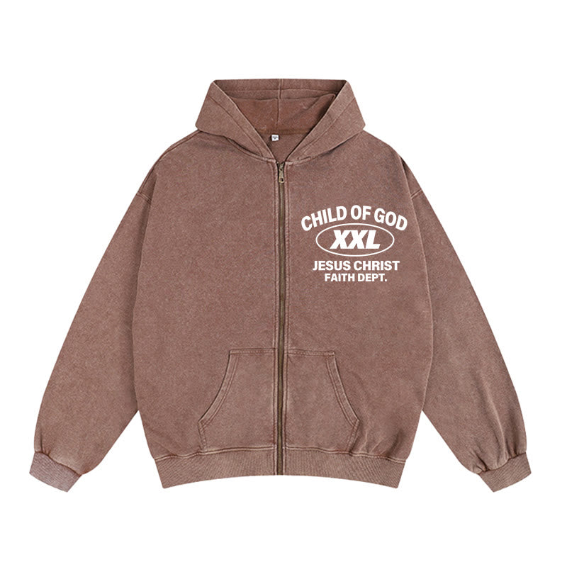 Christianartworkshop Child of God Identity Zip-Up Hooded Jacket: Un connubio tra fede ed espressione street-style. - Caffè - 2XL - image 0