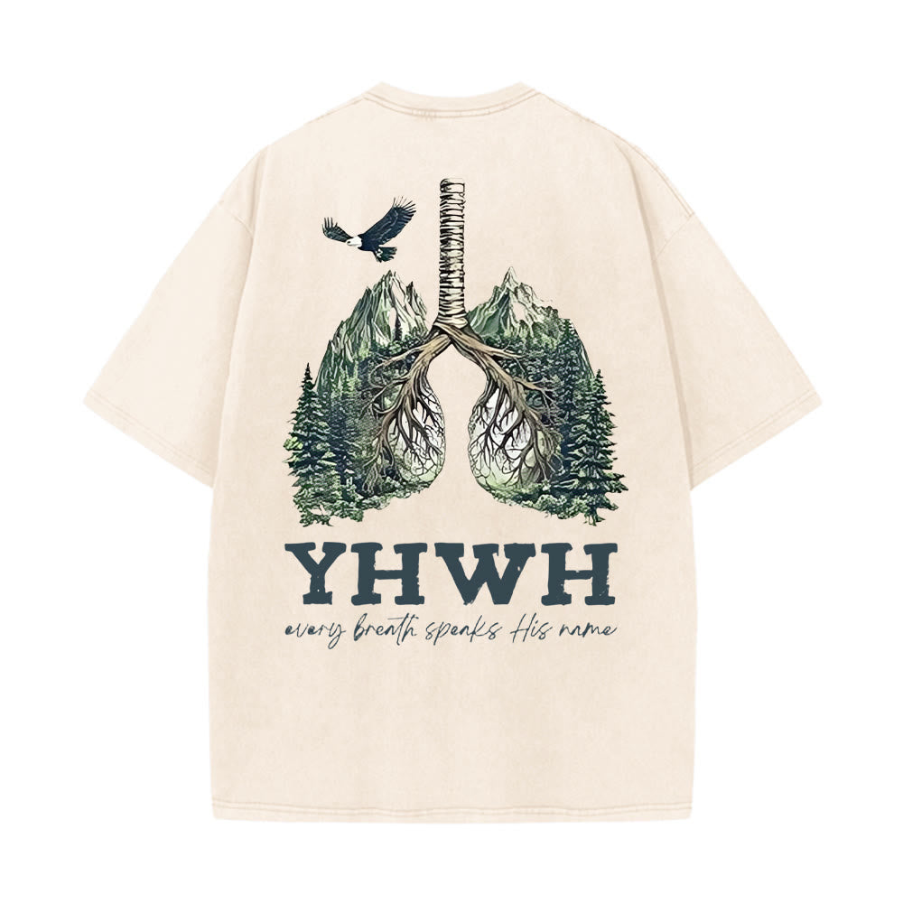 Christianartworkshop Ogni respiro pronuncia il suo nome T-shirt unisex lavata - Albicocca - 5XL - image 8