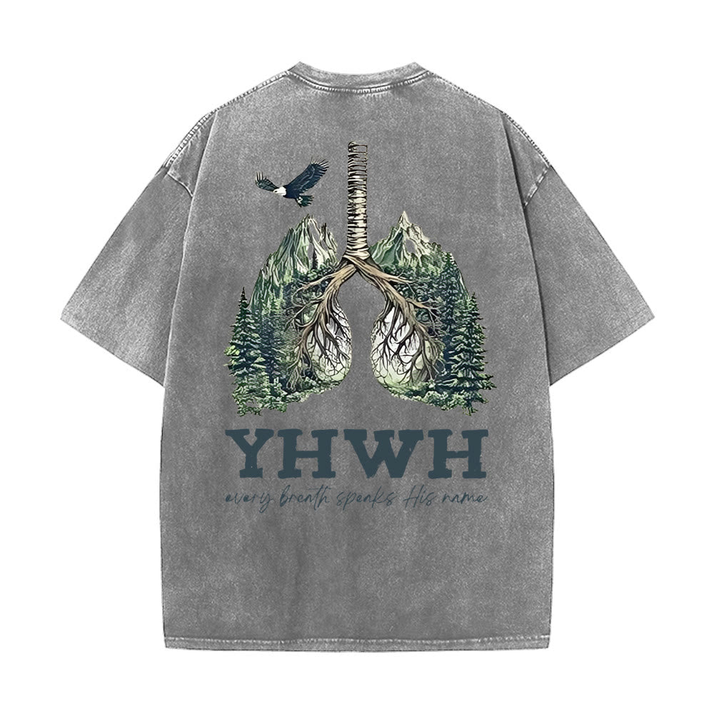 Christianartworkshop Ogni respiro pronuncia il suo nome T-shirt unisex lavata - Grigio - 5XL - image 10