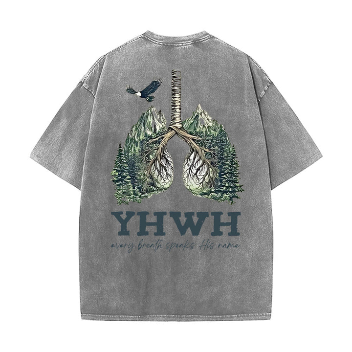 Christianartworkshop Ogni respiro pronuncia il suo nome T-shirt unisex lavata - Grigio - 5XL - image 10