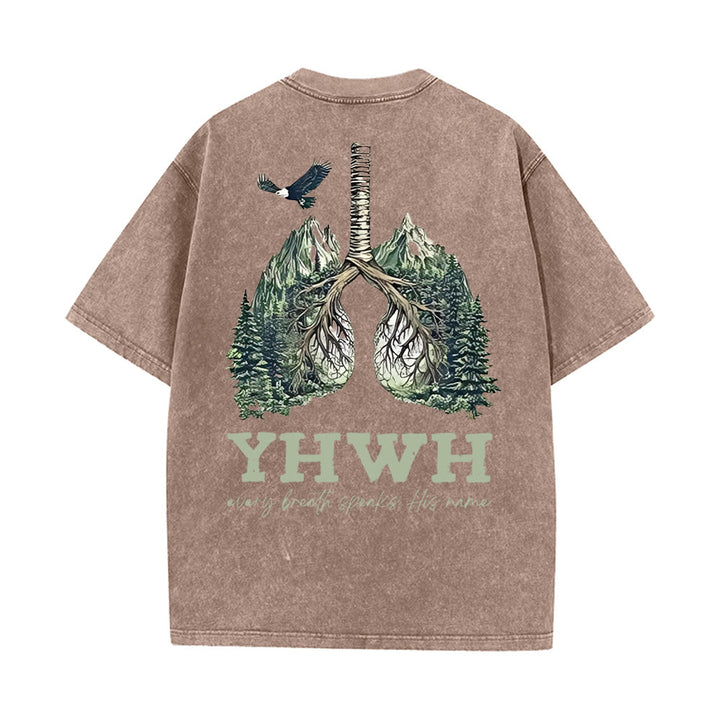 Christianartworkshop Ogni respiro pronuncia il suo nome T-shirt unisex lavata - Caffè - 5XL - image 14