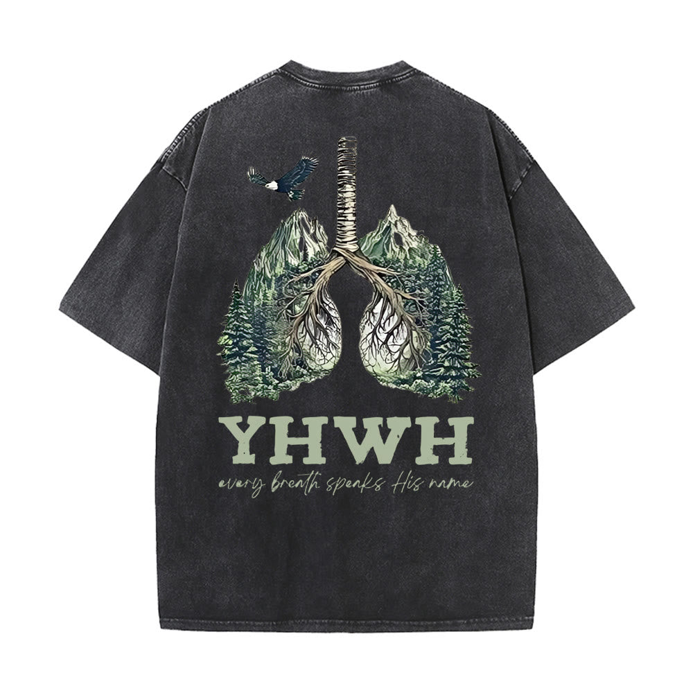 Christianartworkshop Ogni respiro pronuncia il suo nome T-shirt unisex lavata - Nero - 5XL - image 12