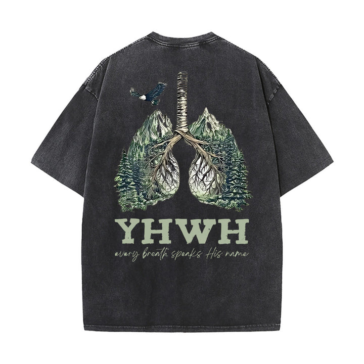 Christianartworkshop Ogni respiro pronuncia il suo nome T-shirt unisex lavata - Nero - 5XL - image 12