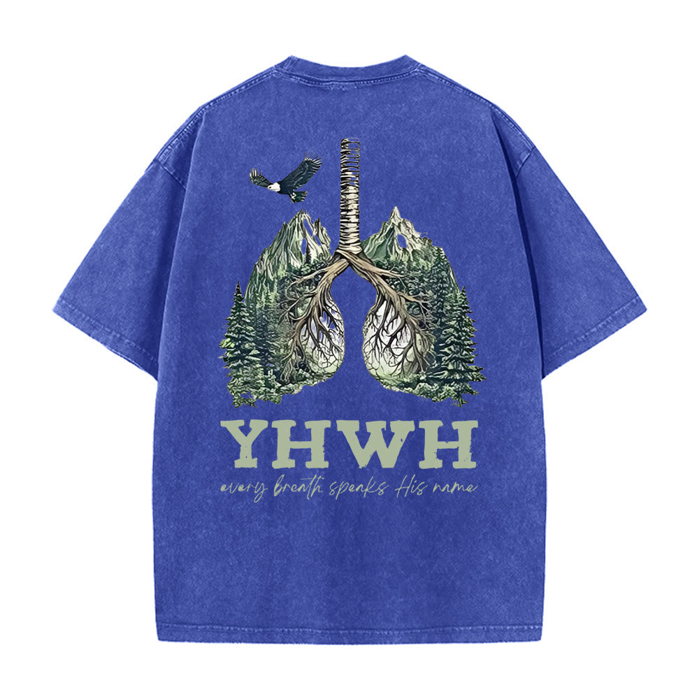 Christianartworkshop Ogni respiro pronuncia il suo nome T-shirt unisex lavata - Blu - 5XL - image 4