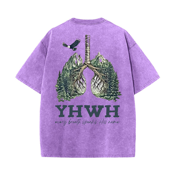Christianartworkshop Ogni respiro pronuncia il suo nome T-shirt unisex lavata - Viola - 5XL - image 0