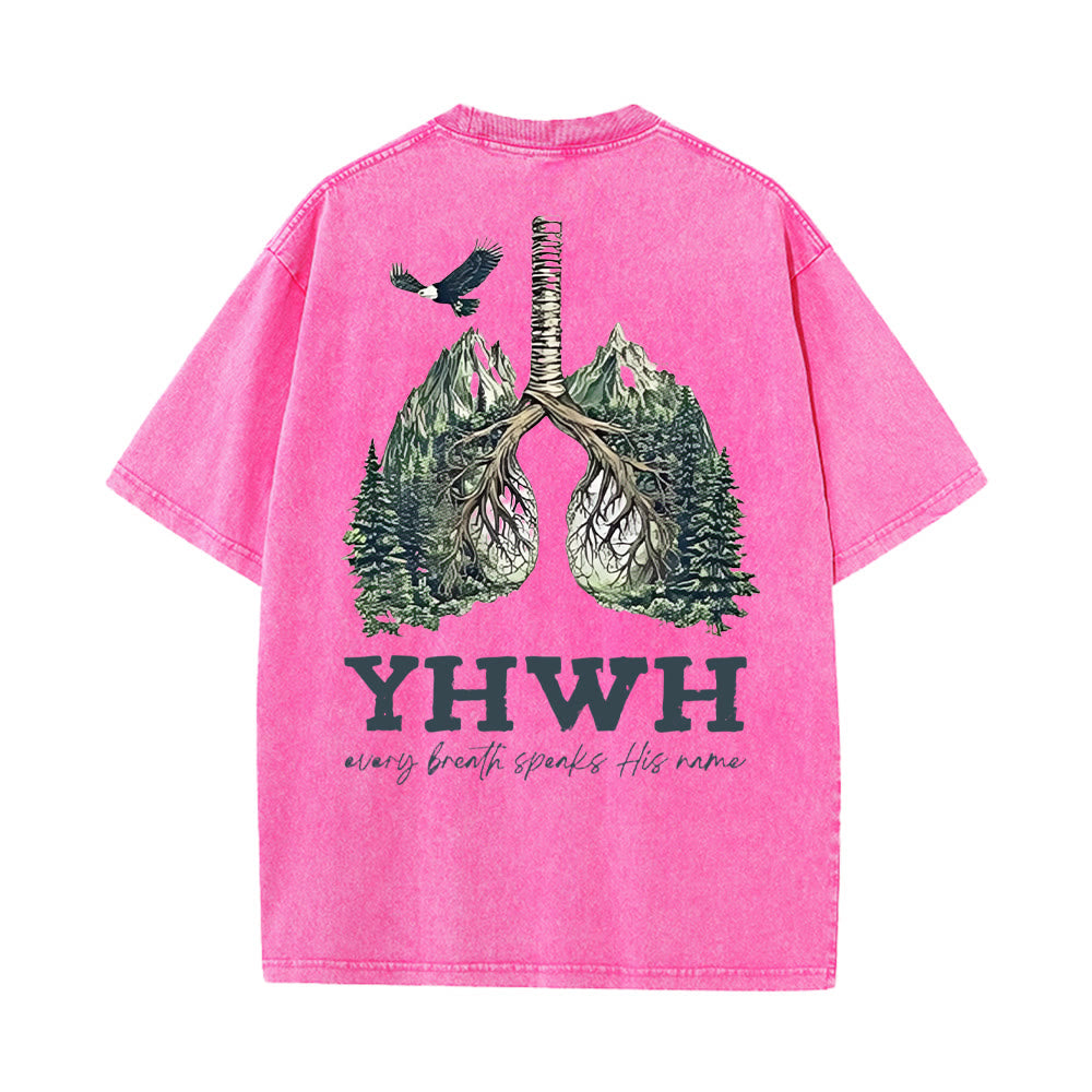 Christianartworkshop Ogni respiro pronuncia il suo nome T-shirt unisex lavata - Rosa - 5XL - image 16