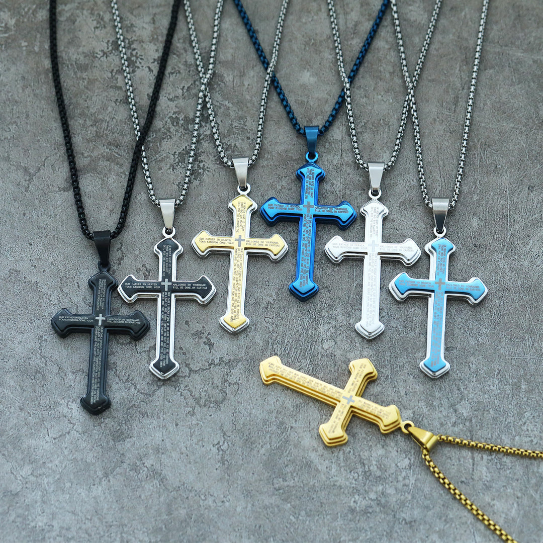 Christianartworkshop Collana con croce delle Scritture a 4 strati e colori diversi: la Sua Parola da indossare ogni giorno - image 0