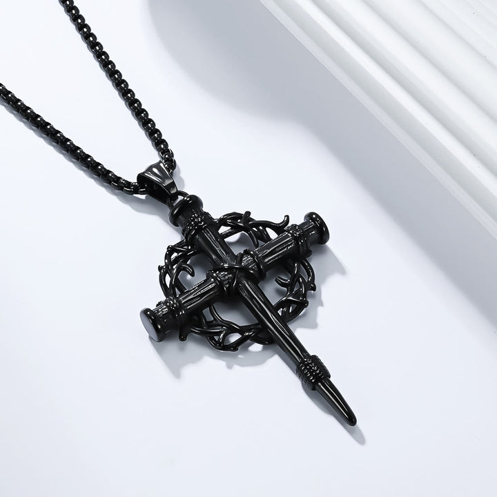 Christianartworkshop Croce a tre stili con collana a trono: silenzioso ricordo della sua redenzione - Nero - image 6