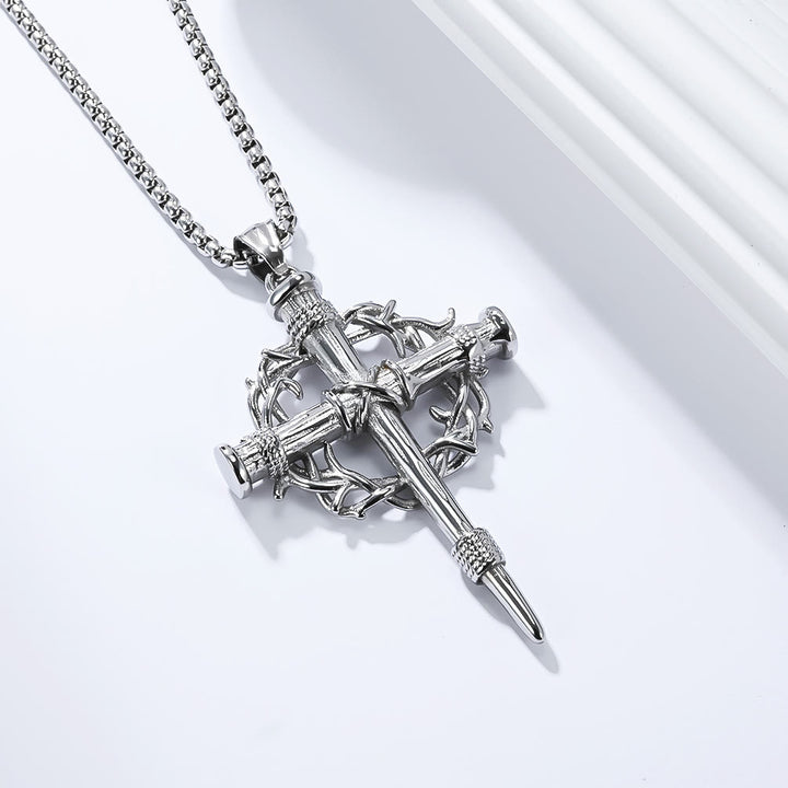 Christianartworkshop Croce a tre stili con collana a trono: silenzioso ricordo della sua redenzione - Argento - image 4