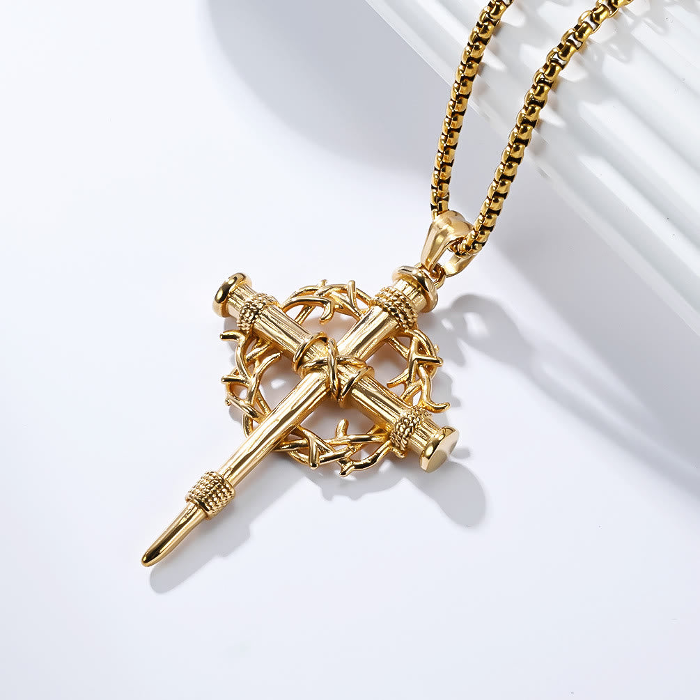 Christianartworkshop Croce a tre stili con collana a trono: silenzioso ricordo della sua redenzione - image 1