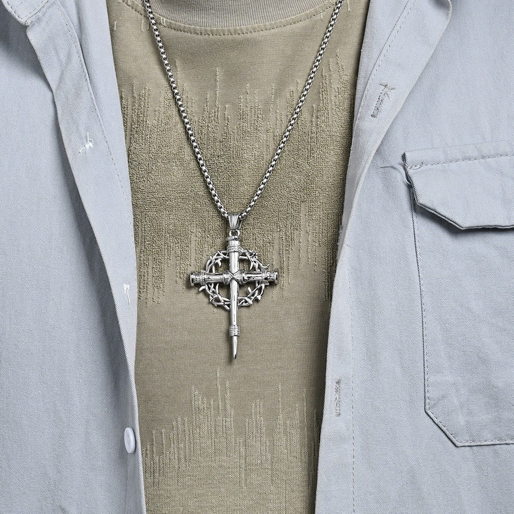 Christianartworkshop Croce a tre stili con collana a trono: silenzioso ricordo della sua redenzione - image 5