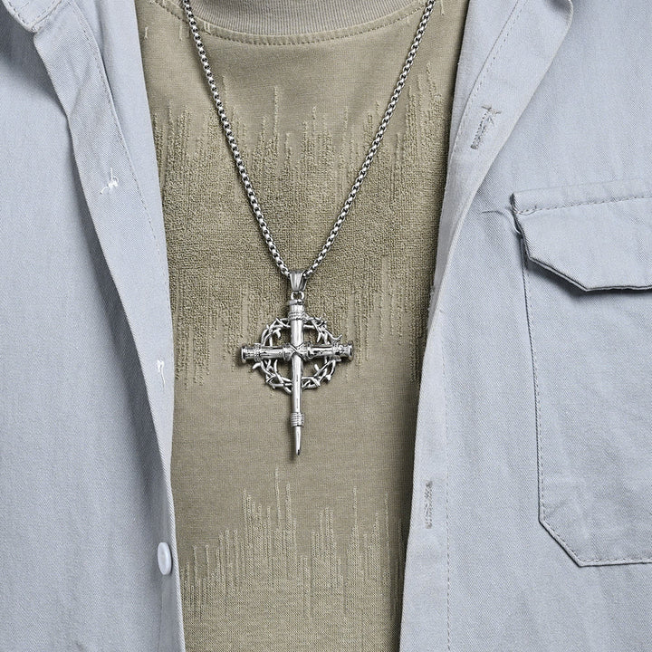 Christianartworkshop Croce a tre stili con collana a trono: silenzioso ricordo della sua redenzione - image 5