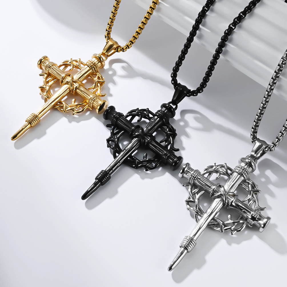 Christianartworkshop Croce a tre stili con collana a trono: silenzioso ricordo della sua redenzione - image 0