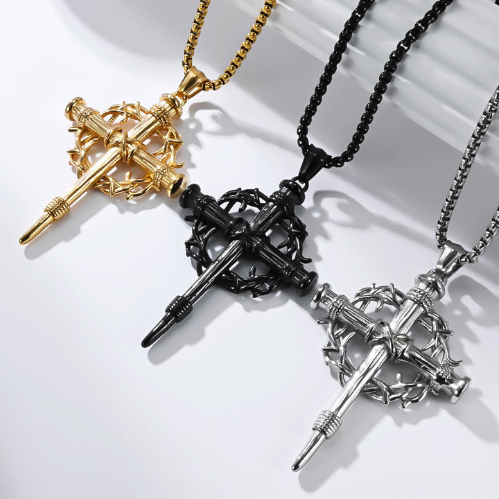 Christianartworkshop Croce a tre stili con collana a trono: silenzioso ricordo della sua redenzione - image 0