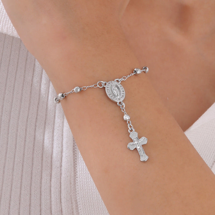 Christianartworkshop Bracciale con ciondolo della Madonna e del Crocifisso: la Sua grazia al tuo polso - Argento - image 2