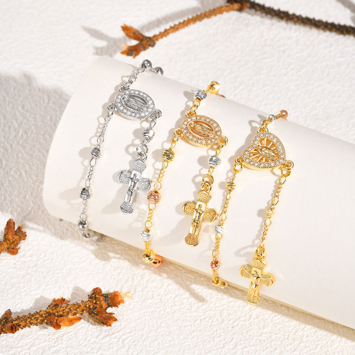 Christianartworkshop Bracciale con ciondolo della Madonna e del Crocifisso: la Sua grazia al tuo polso - image 0