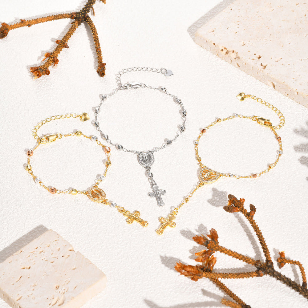Christianartworkshop Bracciale con ciondolo della Madonna e del Crocifisso: la Sua grazia al tuo polso - image 1