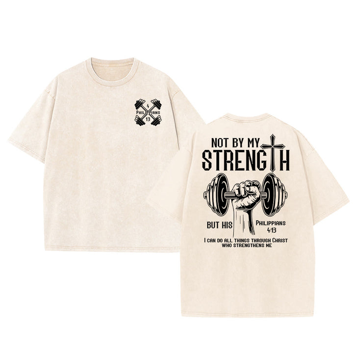 Christianartworkshop Non per la mia forza, ma per la sua maglietta unisex lavata - Beige - 5XL - image 6