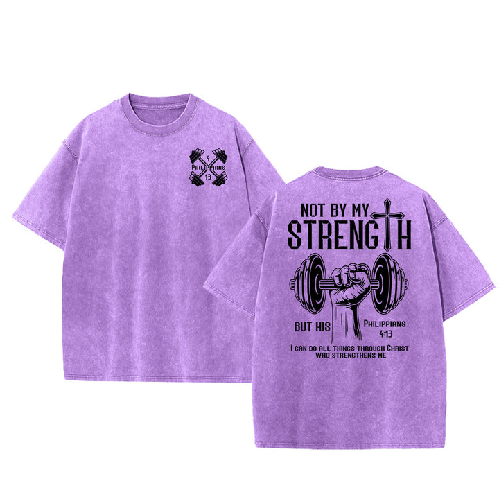 Christianartworkshop Non per la mia forza, ma per la sua maglietta unisex lavata - Viola - 5XL - image 0