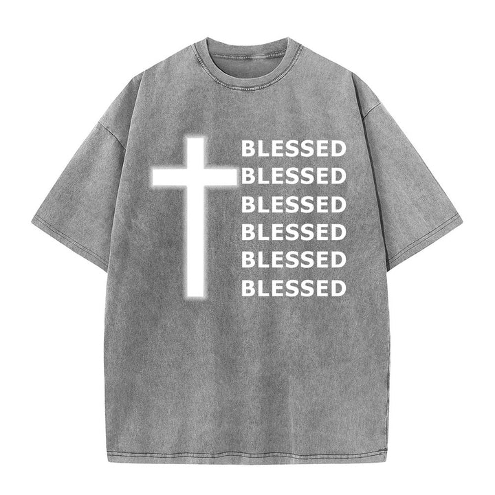 Christianartworkshop Maglietta unisex lavata con scritta "Gratitude-Filled Blessed Statement" - Grigio - 5XL - image 5