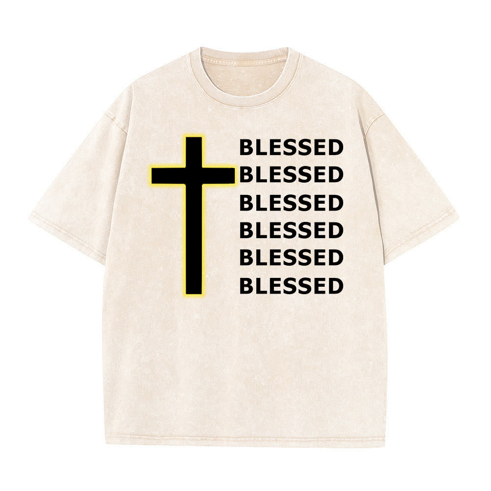 Christianartworkshop Maglietta unisex lavata con scritta "Gratitude-Filled Blessed Statement" - Beige - 5XL - image 4