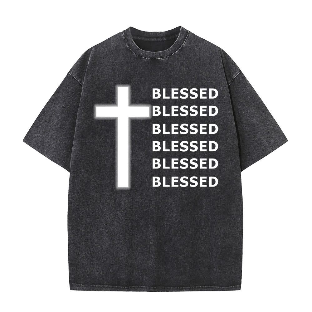 Christianartworkshop Maglietta unisex lavata con scritta "Gratitude-Filled Blessed Statement" - Nero - 5XL - image 3