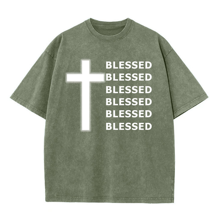 Christianartworkshop Maglietta unisex lavata con scritta "Gratitude-Filled Blessed Statement" - Verde militare - 5XL - image 1