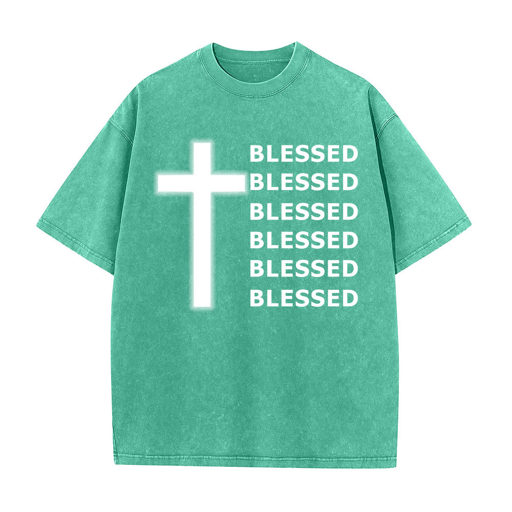 Christianartworkshop Maglietta unisex lavata con scritta "Gratitude-Filled Blessed Statement" - Verde - 5XL - image 0