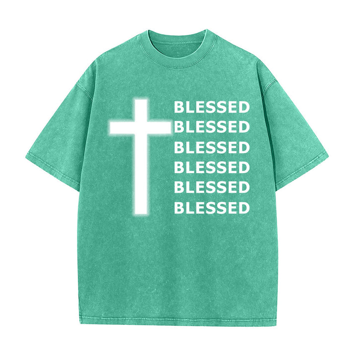 Christianartworkshop Maglietta unisex lavata con scritta "Gratitude-Filled Blessed Statement" - Verde - 5XL - image 0